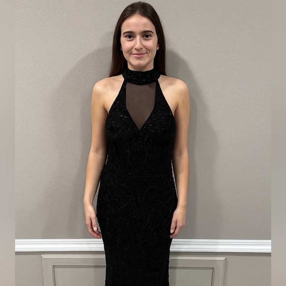 NWT Verte Black Beaded Neck Line Dress - Picture 1 of 9